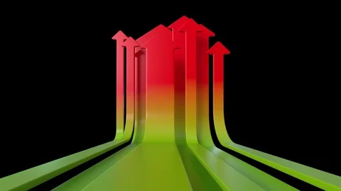 Arrows Gowing Up Green To Red with Alpha Stock Footage 83820560