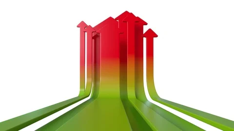Arrows Gowing Up Green To Red Stock Footage 83820563