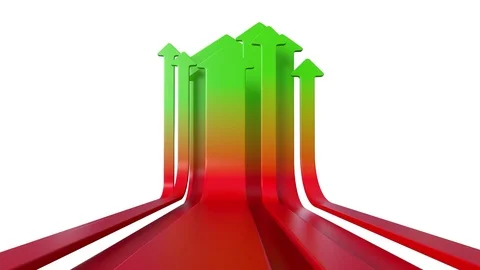 Arrows Gowing Up Green To Red on White Stock Footage 83876483