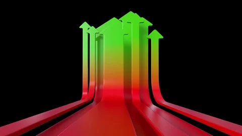 Arrows Gowing Up Red To Green with Alpha Stock Footage 83876485