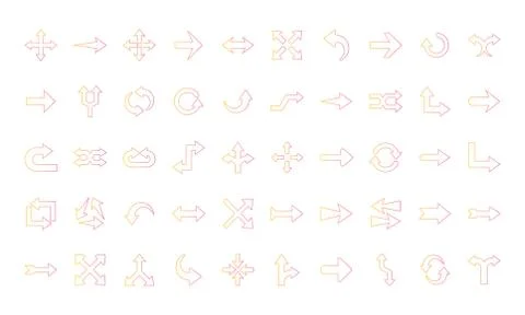 Arrows gradient style 50 icon set vector design Stock Illustration