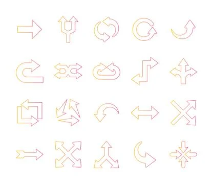 Arrows gradient style bundle of icons vector design Stock Illustration
