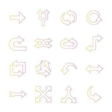 Arrows gradient style collection of icons vector design Stock Illustration