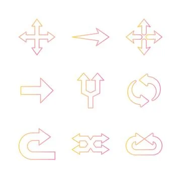 Arrows gradient style icon set vector design Stock Illustration