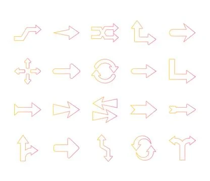 Arrows gradient style icons bundle vector design Stock Illustration