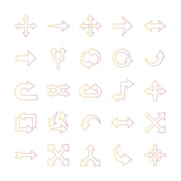 Arrows gradient style icons group vector design Stock Illustration
