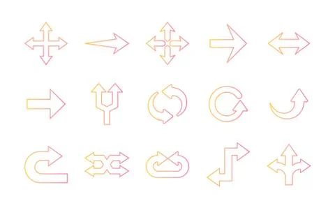 Arrows gradient style set of icons vector design Stock Illustration