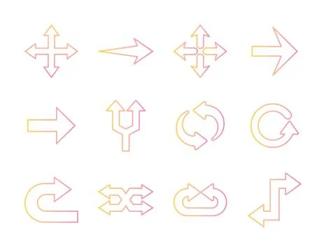 Arrows gradient style set icons vector design Stock Illustration