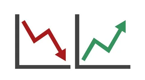 Arrows in graph icon set. Stock Illustration