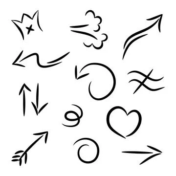 Arrows. Hand drawn set elements, for concept design. doodle abstract isolated Иллюстрация