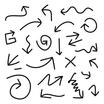 Arrows. Hand drawn set elements, for concept design. doodle abstract isolated Illustrazione stock