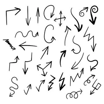 Arrows Hand Drawn Set Isolated Stock Illustration