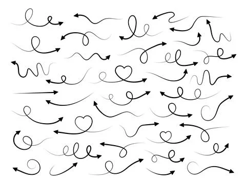 Arrows hand drawn style collection. Stock Illustration