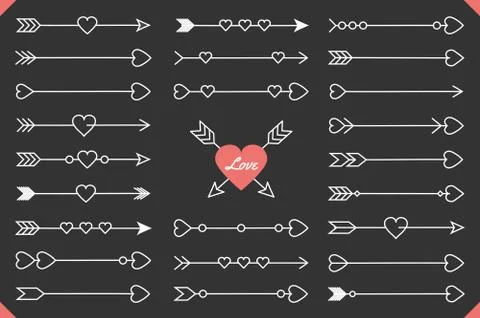 Arrows with Hearts Stock Illustration