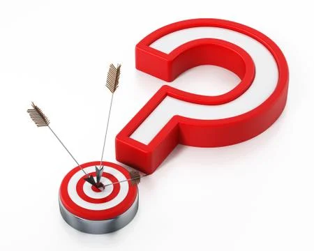 Arrows hit on target forming a question mark. 3D illustration Stock Illustration