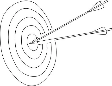 Arrows hitting the bullseye Vector 스톡 일러스트