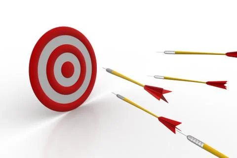 Arrows hitting on the target board Free Stock Illustration