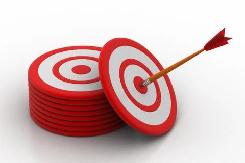 Arrows hitting on the target board Free Stock Illustration