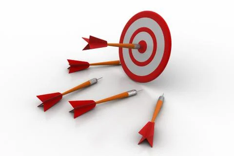 Arrows hitting the target Free Stock Illustration