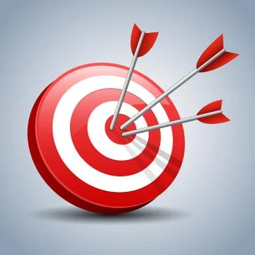 Arrows hitting a target. One target and three arrows. Vector illustration. イラスト素材