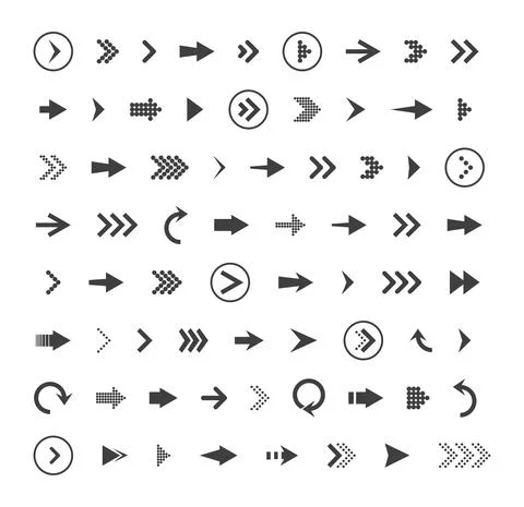 Arrows icon drawing element. Arrows set. Arrow icon. Arrow black colored. vec Stock Illustration