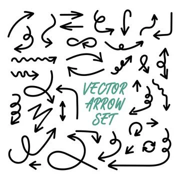 Arrows icon hand drawing element. Arrows set. Arrow icon. Arrow black colored Stock Illustration