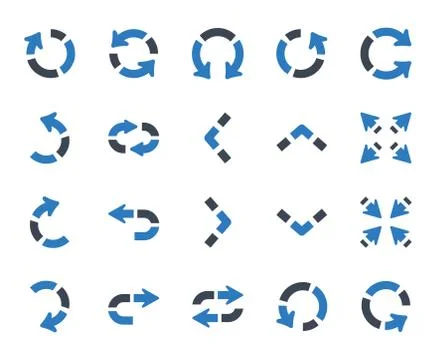 Arrows Icon Set - 2 (Blue Series) . Arrow, Vector Illustration Web Icons Stock Illustration