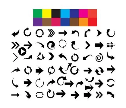 Arrows Icon Set Black Vector Icons Stock Illustration