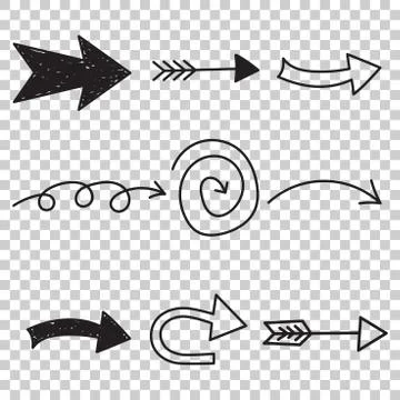 Arrows icon set. Hand drawn vector illustration on isolated background. Stock Illustration