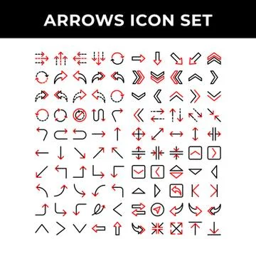 Arrows icon set include up, down, left, right Stock Illustration