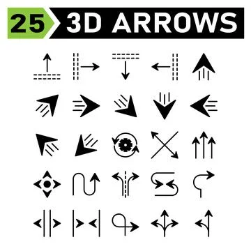Arrows icon set include junction, sign, arrows, up, right, down, left, send,  Illustrazione stock