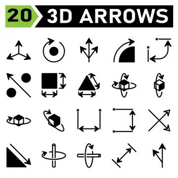 Arrows icon set include orientation, arrows, direction, pointer, rotate, righ Stock Illustration