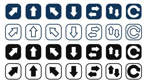 Arrows Icon Set Outlines and Glyph Icons Direction and Navigation Symbol Ki.. Stock Illustration