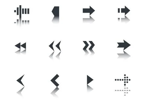 Arrows icon set with reflection Arrows icon set with reflection. Vector il... Stock Photos