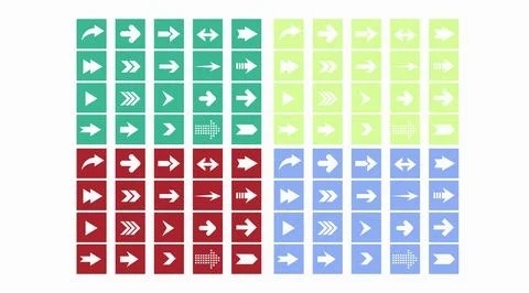 Arrows Icon Set. Vector isolated editable set of different color Illustrazione stock