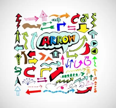 Arrows icons set by hand drawing idea Stock Illustration