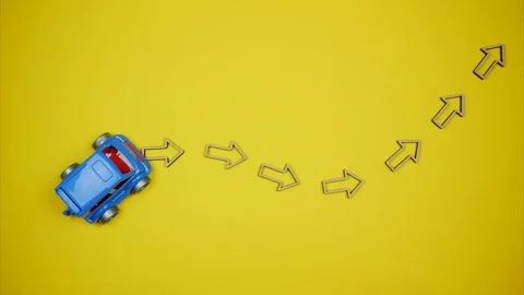 The arrows indicate the path, the car moves along the arrows. Stock Footage 104356278