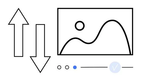 Arrows Indicating Data Update with Mountain Chart and Progress Indicators Illustrazione stock