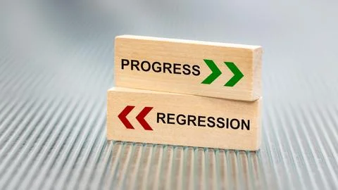 Arrows indicating the path of development and regression.  写真素材