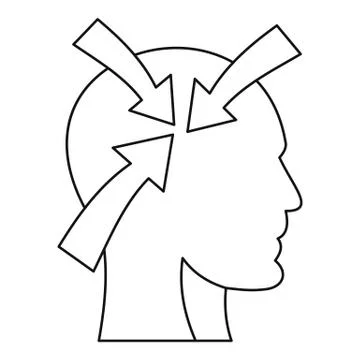 Arrows inside human head icon, outline style イラスト素材