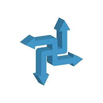 Arrows intersection 3d style icon Ilustração Stock