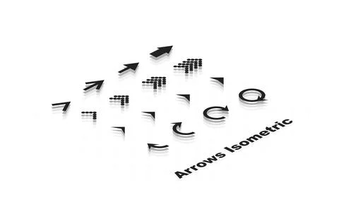 Arrows isometric set. Icon arrows. Black colored arrow. Vector Stock Illustration