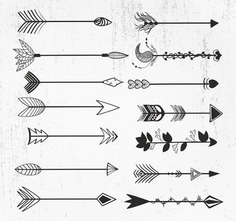 Arrows kit, Arrows doodles Bundle, Arrow Monogram, Hand Draw Arrows Illustrazione stock