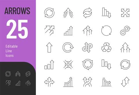 Arrows Line Editable Icons set. Stock Illustration