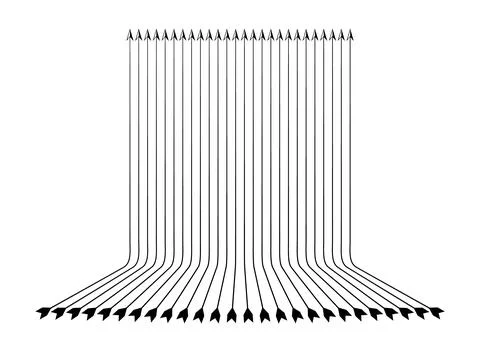 Arrows in a line on a white background Stock Illustration