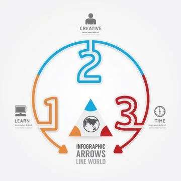 Arrows line world red and terqoice color / can be used for infographics / num Stock Illustration