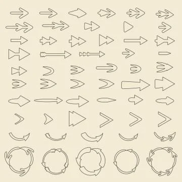 Arrows  linear icon set.    Editable and design suitable vector illustration Stock Illustration