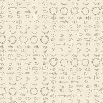 Arrows  linear icon set seamless texture.    Editable and design suitable vector Stock Illustration