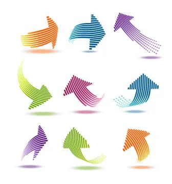 Arrows with lines vector illustration set Stock Illustration
