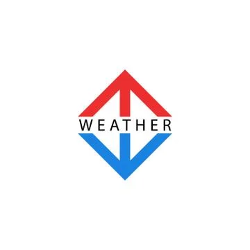 Arrows logo, pointing up and down, symbols of growth and fall indicators, red Stock Illustration